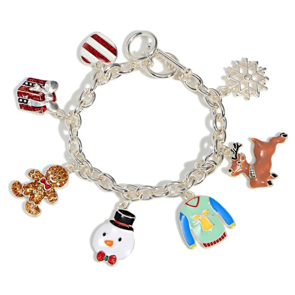 Christmas Silver Link Charm Bracelet - Picture 1 of 1